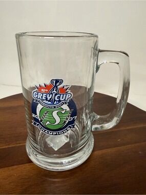 Saskatchewan Roughriders 2007 Grey Cup Champions Glass Beer Mug CFL Licensed